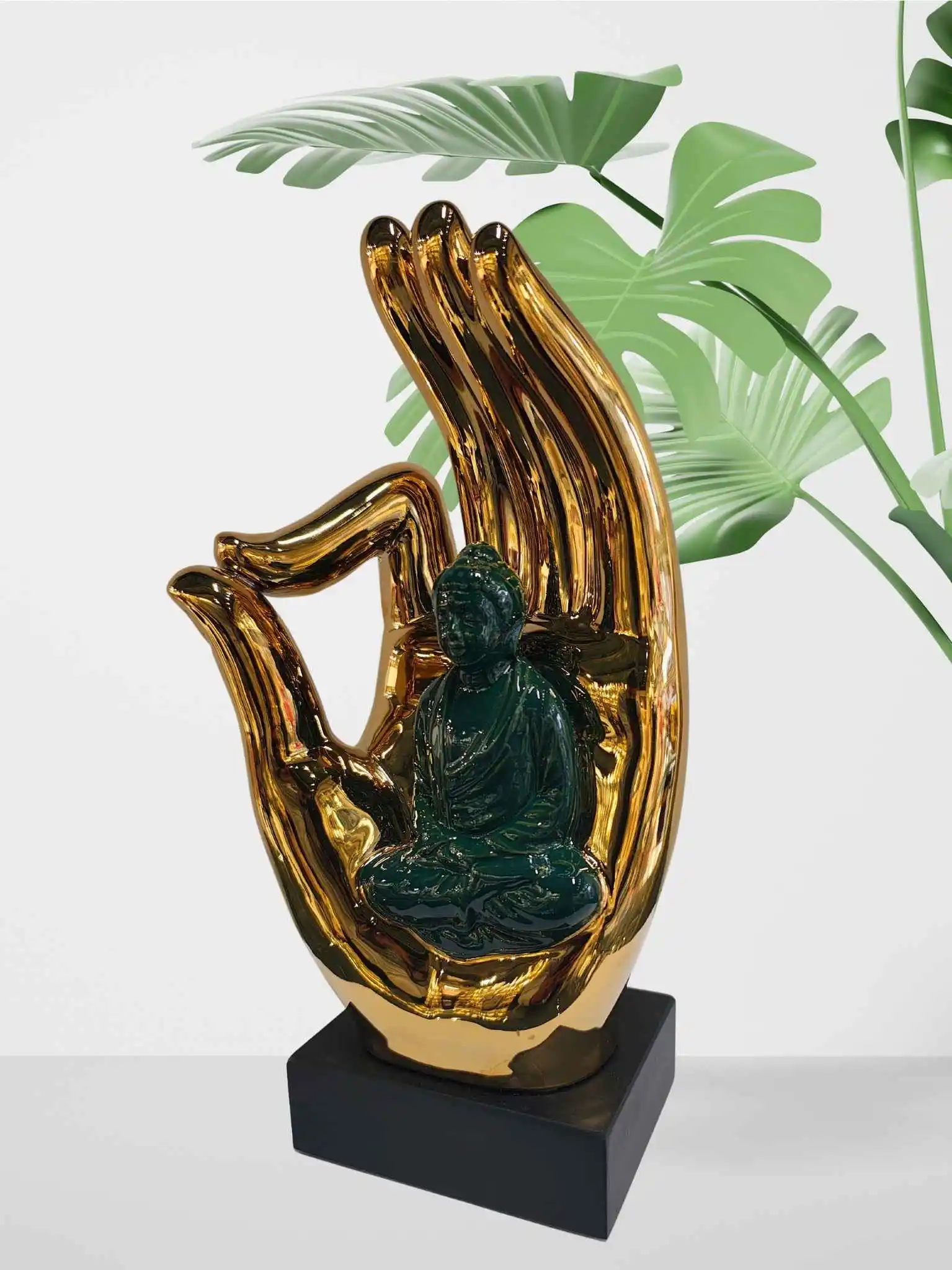 Buddha on Golden Hand Decor Buddha on Golden Hand