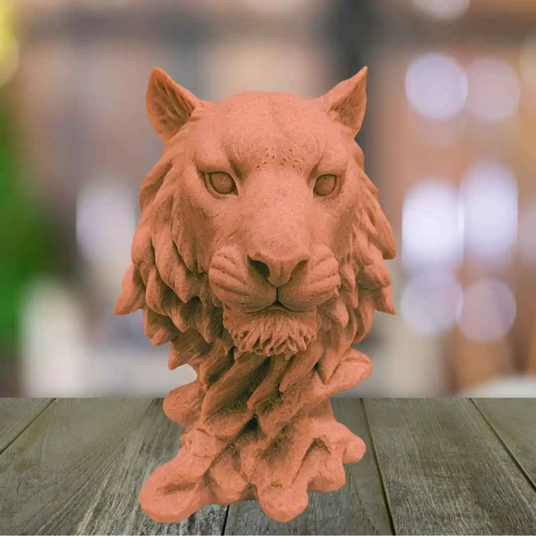 Lion Face in Stone Look