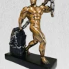 Muscle Man Pulling Rock Statue