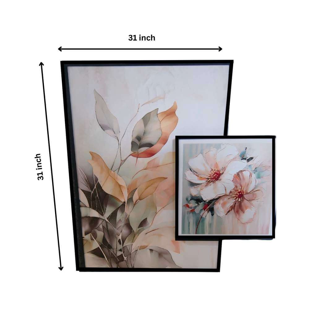 Two in One -Leaves and Flowers Painting Size