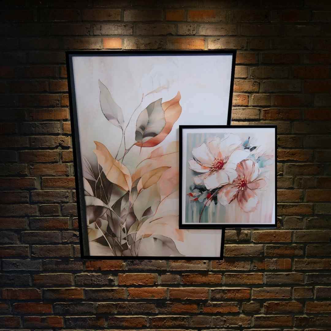 Two in One Frame -Leaves and Flowers Painting Two in One Frame -Leaves and Flowers Painting