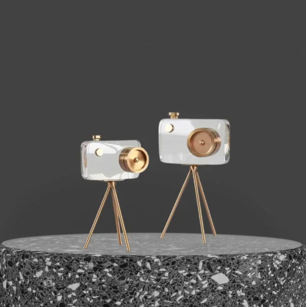 Crystal Camera with Brass Tripod