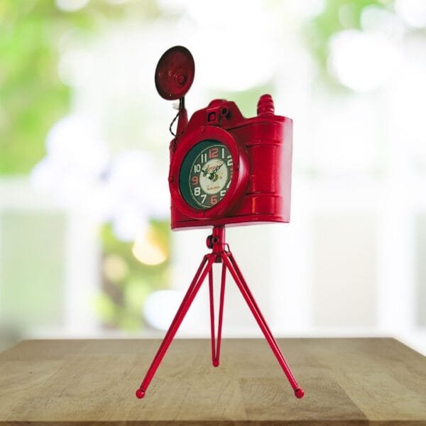 Antique Camera Clock on Tripod Showpiece