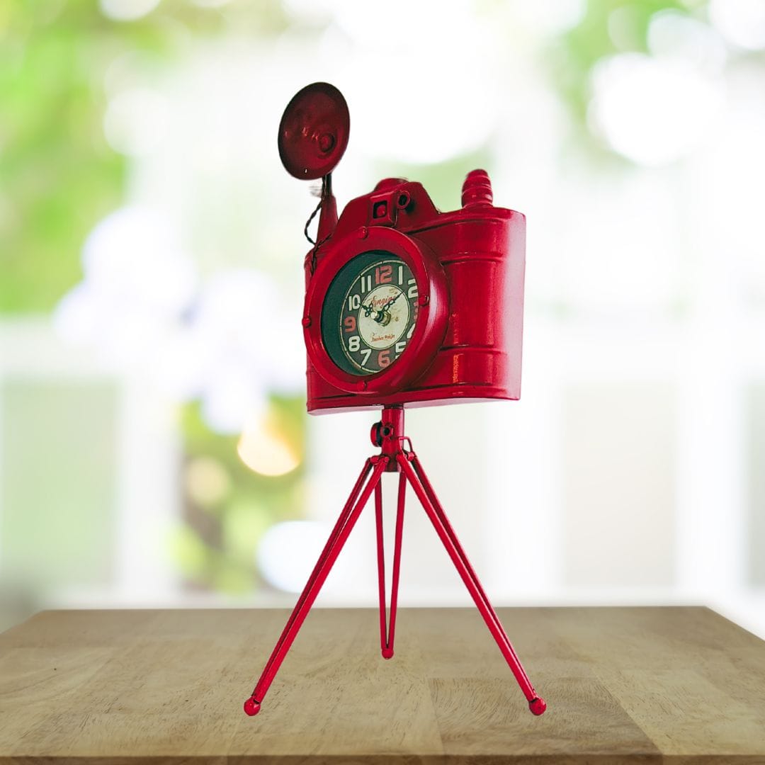 Antique Camera Clock on Tripod Showpiece