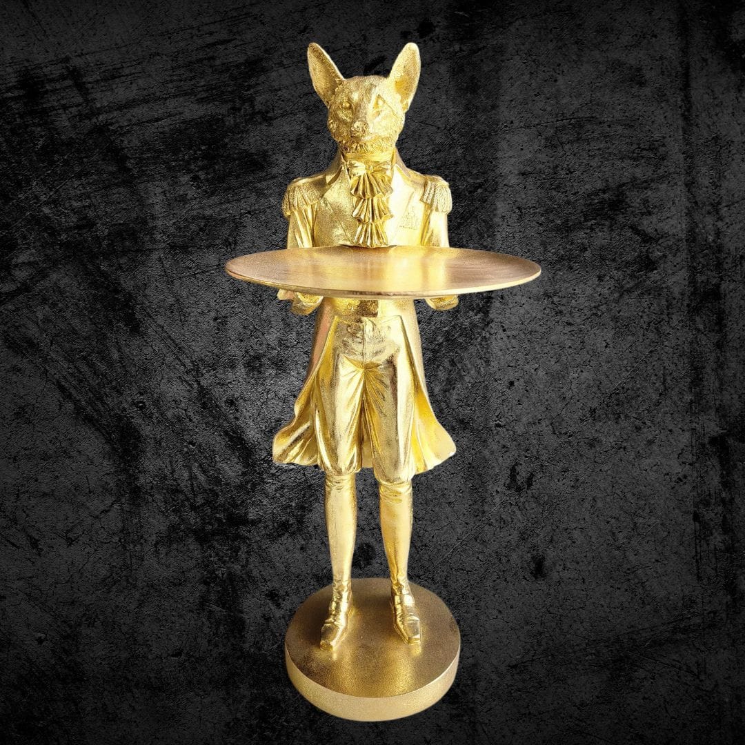 Golden Wolf with Tray Showpiece
