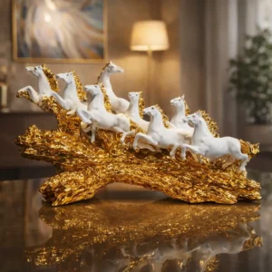 Seven Running Horses White-Gold