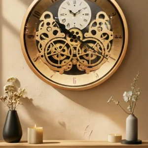 Mechanical Gear Metal Wall Clock - Golden